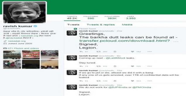 Barkha Dutt, Ravish Kumar's the famous Journalists Twitter account hacked by Legion