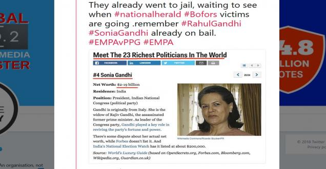 Sonia Gandhi 4th richest politician