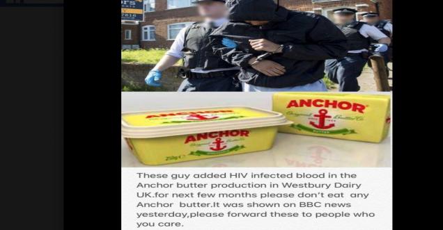 HIV Infected Blood Added to Anchor Butter Products, 2018
