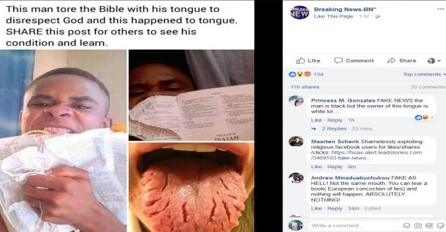 Did man tore Bible with tongue