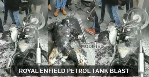 Royal Enfield motorcycle Petrol tank blast