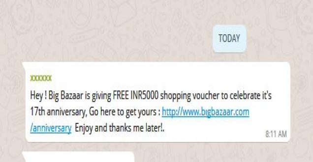 Big Bazaar is not giving FREE INR5000 shopping voucher
