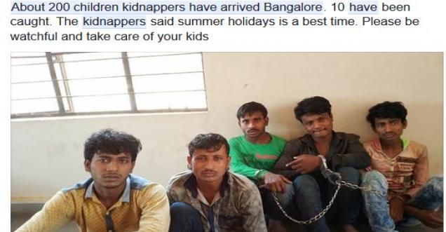 Has 200 children kidnappers arrived in Bangalore