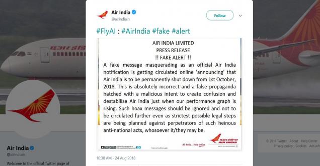 Will Air India to be closed permanently after 1st October 2018