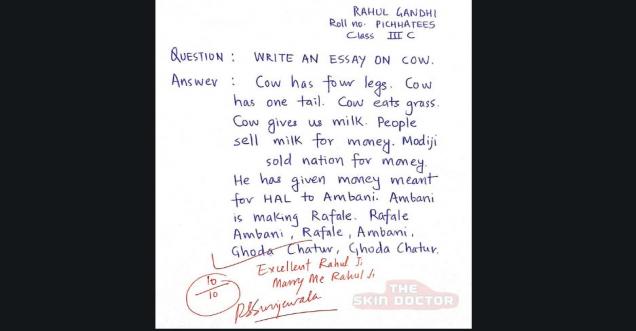 Rahul Gandhi Essay on cow, viral on the social media