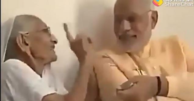 PM modi with his mother, 2014 video flipped in 2019