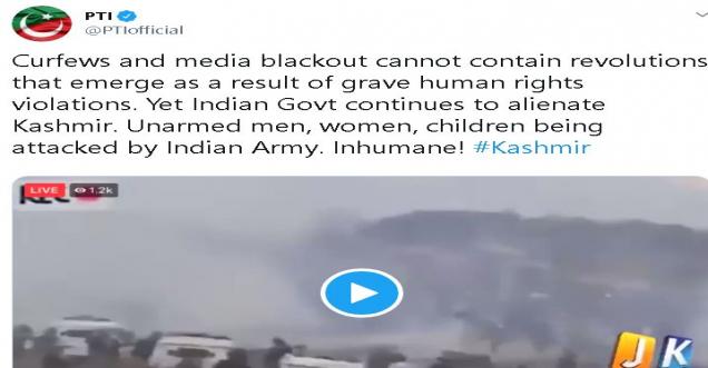 Official twitter account of Pakistan Tehreek-e-Insaf tweets old videos in Kashmir