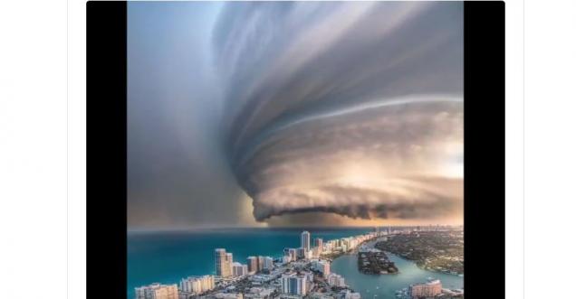 A view of Hurricane Dorian from the coasts of Florida is fake