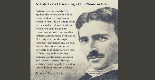 Did Nikola Tesla predict the smartphone wireless mobile phones in 1926.
