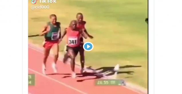 Cameraman wins race , Cameraman Running faster than athlete