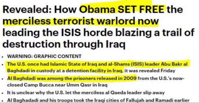 Was Abu Bakr al-Baghdadi being released under Barack Obama in 2009