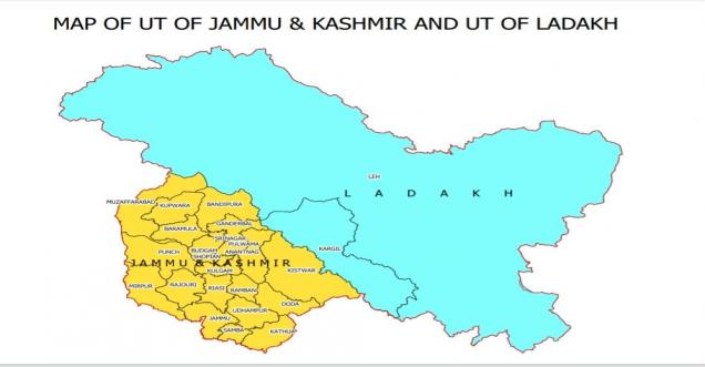 New map of India with Ladakh & Jammu & Kashmir