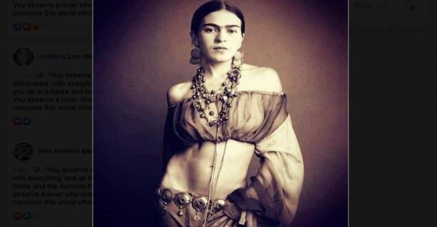 Photograph of Mexican painter Frida Kahlo shared on top of Madonna