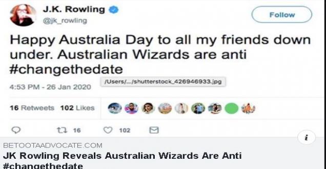 J.K Rowling said, Australian Wizards are anti #changethedate is not true