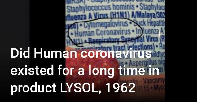 Did Human coronavirus existed for a long time in product LYSOL, 1962