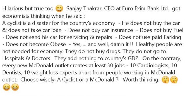 Sanjay Thakrar, CEO, Euro Exim Bank Ltd cycling bad for economy