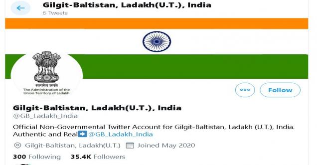 Is @GB_Ladakh_India, official account of Gilgit-Baltistan, Ladakh, UT, India