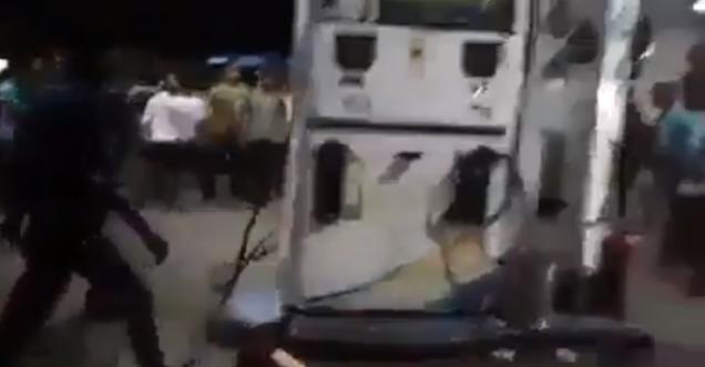 video of petrol pump vandalized by group of men