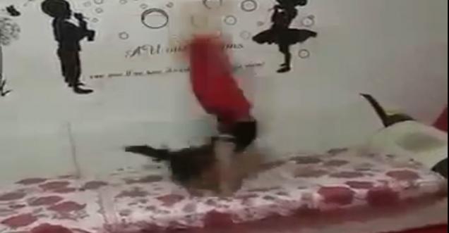 Little girl somersault video viral, Girl doing Somersaults at high speed