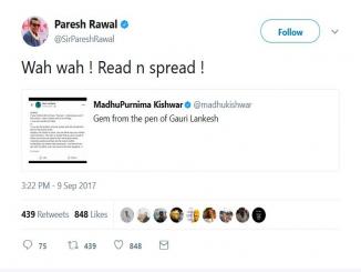 Notorious altnews share faketweet of Paresh Rawal twitter account holder