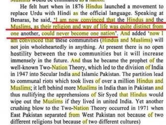Syed Ahmed Khan first put the two nation theory