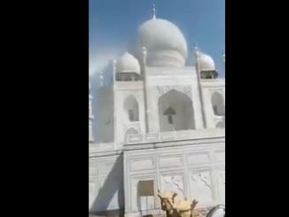 taj mahal bhopal shared as Taj Mahal cleaned before Donald Trump visit