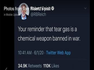 Your reminder that tears gas is a chemical weapon banned in war.
