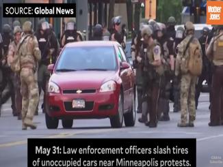 WATCH: Cops slash car tires at protests in Minneapolis